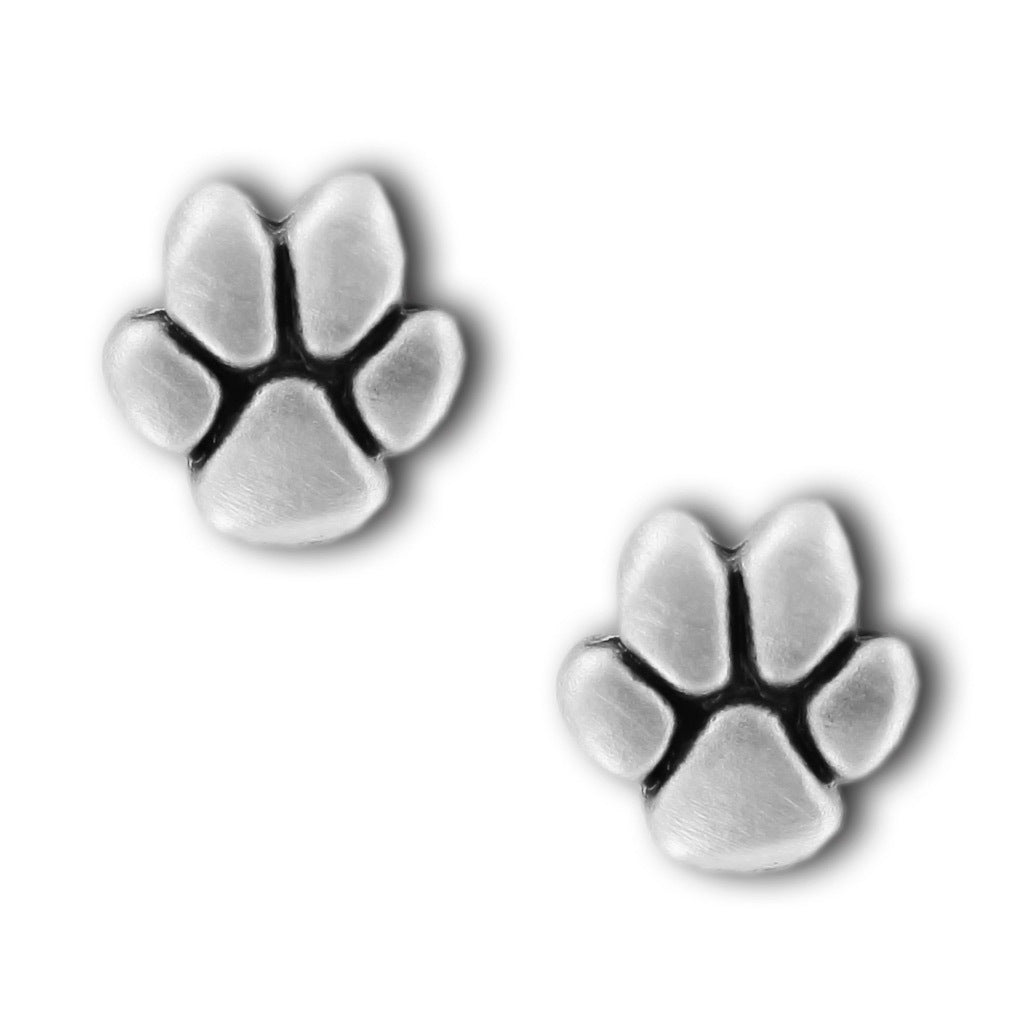 Paw Print Pewter Stud Earrings