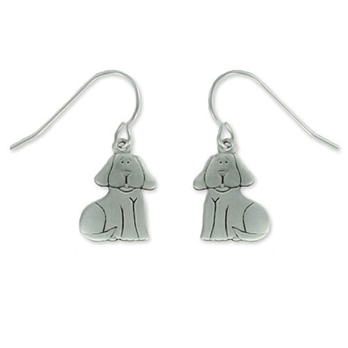 Sitting Dog Pewter Drop Earrings