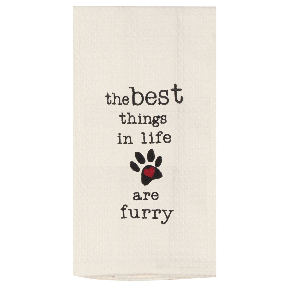 Best Things in Life are Furry - Embroidered Waffle Cotton Towel