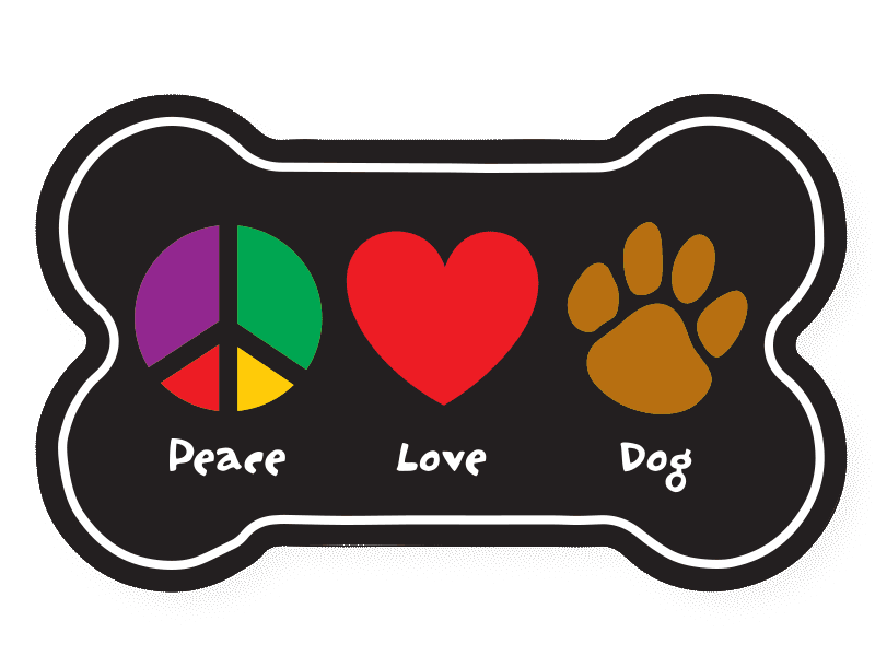 Peace, Love, Dog Bone Magnet - Car Magnet