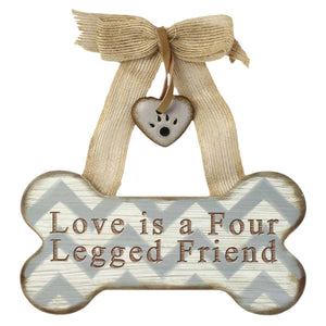 Love Four Legged Friend - Wood Bone Shaped Wall Sign