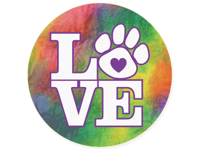 Tie Dyed LOVE - Car Coaster