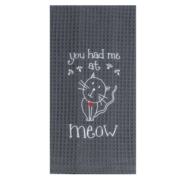 Meow Cat - Embroidered Waffle Cotton Towel