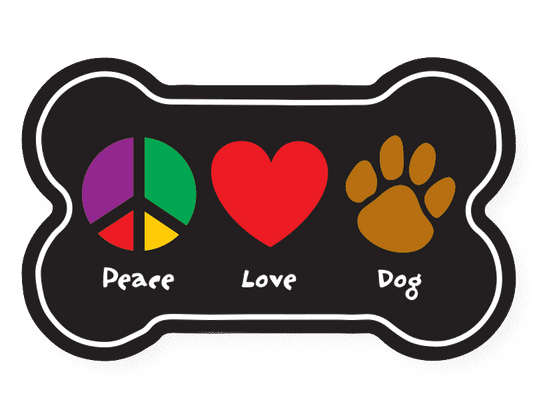 Peace, Love, Dog Bone Magnet - Car Magnet