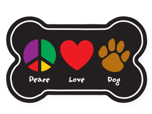 Peace, Love, Dog Bone Magnet - Car Magnet