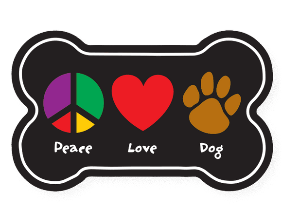 Peace, Love, Dog Bone Magnet - Car Magnet
