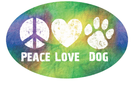 Peace, Love, Dog Tie-Dye Magnet - Oval Magnet