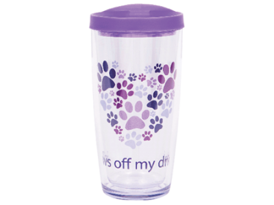 Paws Off My Drink w/Purple Lid - Drinkware