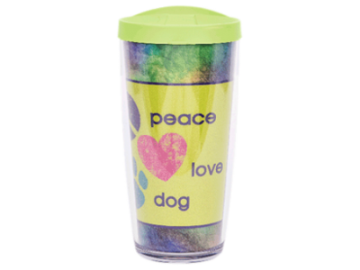 Peace Love Dog w/Lime Lid - Drinkware